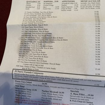 El Nuevo Mexicali menu 2